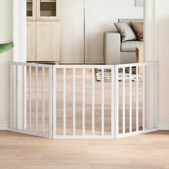 vidaXL - Clôture pour chien - pliable - 3 - panneaux - 150 - cm - bois de peuplier - blanc