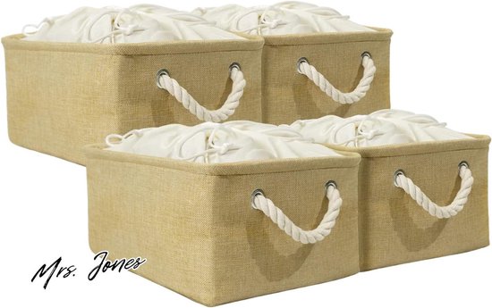SOCOHOME Kubus Opbergbak, 25x25x25cm Faux Rattan Opbergmand voor Speelgoed Kleding Planken Kinderkamer Kast Waterdicht, Schimmelbestendig (Beige, 2 stuks