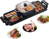 Bol.com Elektrische BBQ - Pan Grill en Hot Pot - Draagbaar en Rookvrij - Afneembare Anti-aanbaklaag - BBQ - Gourmet - Grill aanbieding