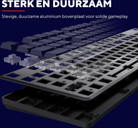 Trust GXT 868 Torix - Clavier gaming mécanique sans fil - Full RGB - Interrupteurs White - Qwerty US - Zwart