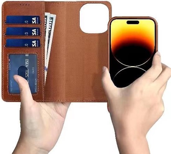 Étui de téléphone en cuir 2 en 1 de Luxe Samsung Galaxy S23 - Marron élégant et multifonctionnel