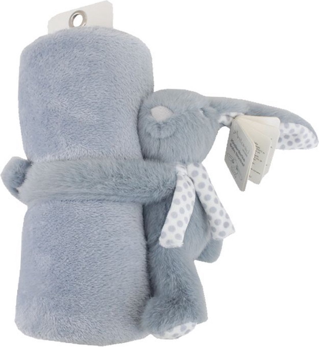Knuffelzacht babydekentje - deken baby en peuter 100 x75 cm – Kraamcadeau - Zacht dekentje met schattig konijntje – Teddy deken - Blauwgrijs - Baby geschenkset