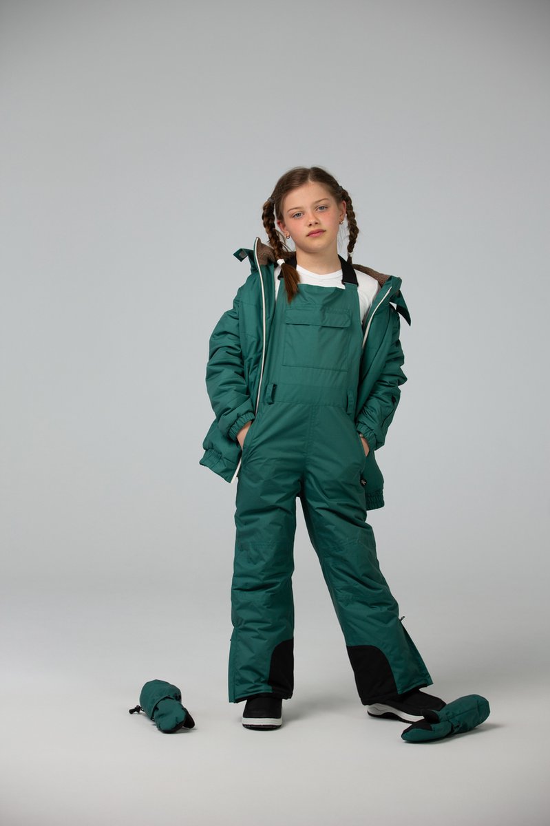 Ducksday Skibroek Kinderen – Waterdicht – Warm & Ademend – Unisex Wintersportbroek met Bretellen Donkergroen