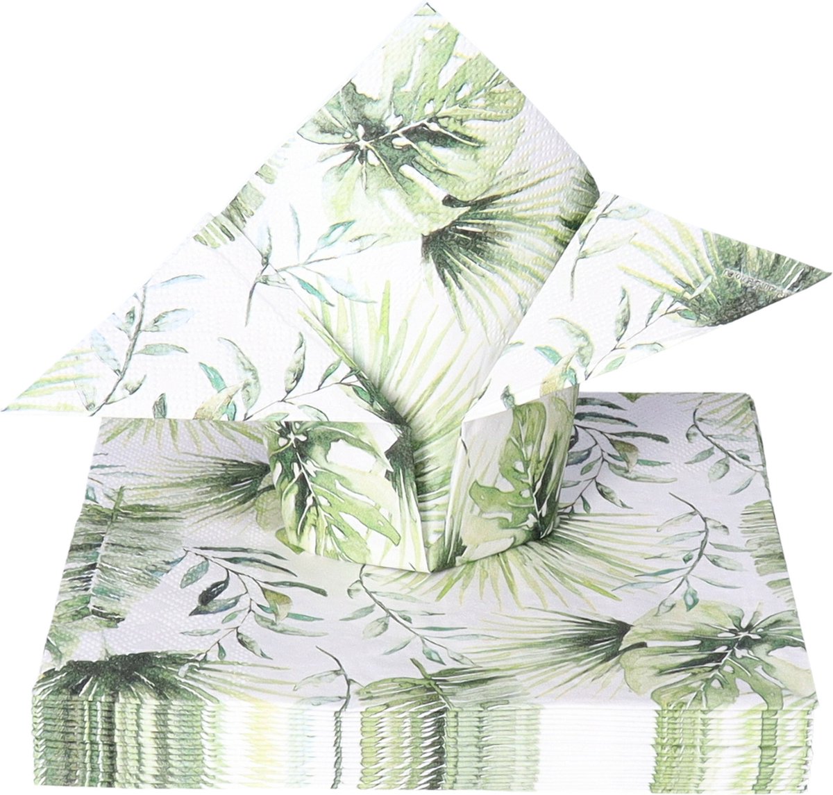 Ambiente Tafel diner servetten - Jungle bladeren thema - 40x stuks - 33 x 33 cm