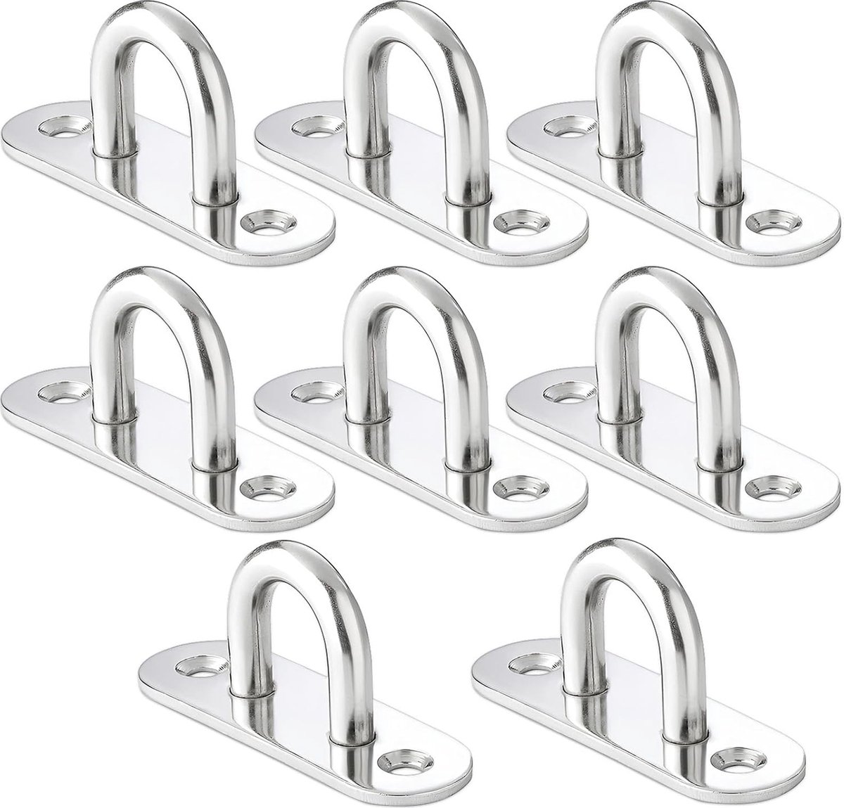 JGS ® Roestvrijstalen Ophangplaten met Twee Oogjes - Set van 8 Stuks voor Wand- en Plafondbevestiging