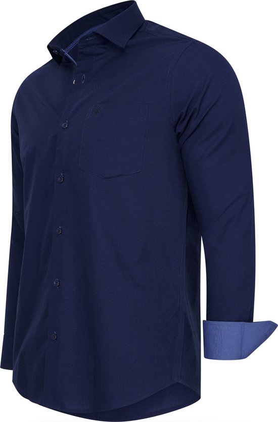 Cappuccino Italia - Chemises Homme Stretch Shirt Milano - Blauw - Taille XXL