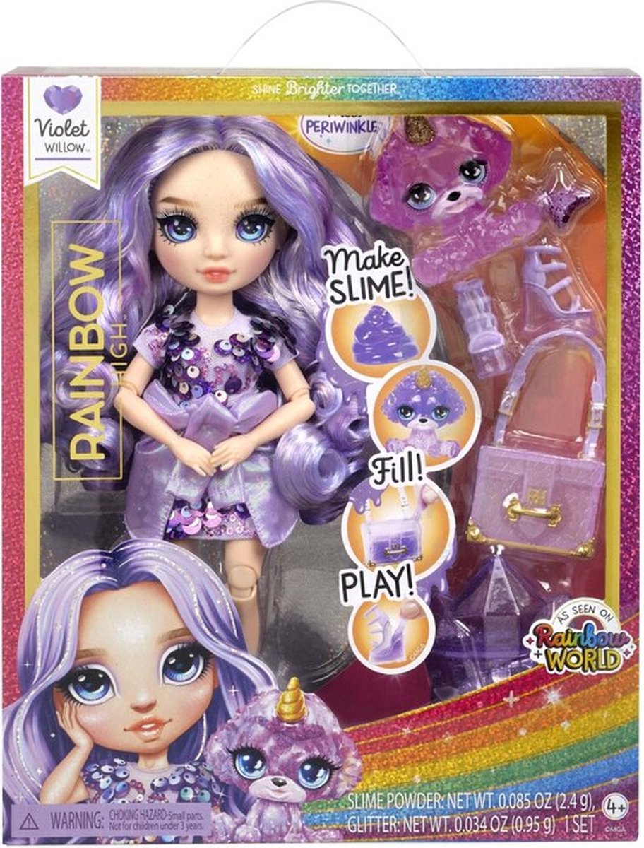 Rainbow High Klassieke Modepop - 28 cm - Violet (paars) - Met slijmset en diertje — afbeelding 18
