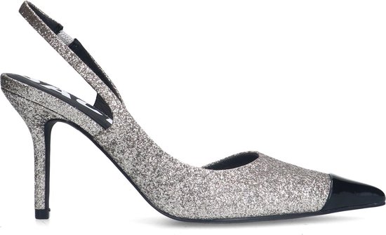 Sacha - Dames - Zilveren glitter slingback pumps - Maat 37