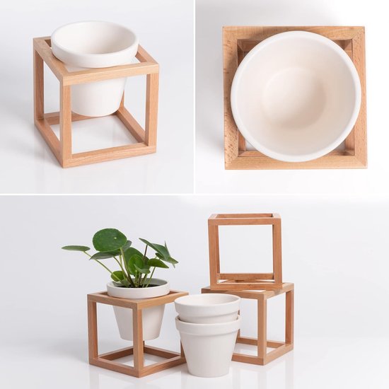 APACALI 6 stuks hangende bloempotten, hangende plantenpotten, bloemenhangers om op te hangen, wandvazen voor planten, wandvazen van wit keramiek voor kamer, balkon en tuin