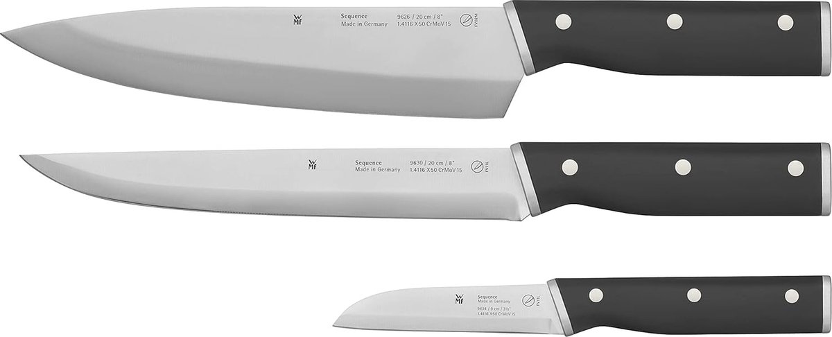 Koksmes Set - Keuken Messen - 3 Stuks - Roestvrij staal - 33 cm