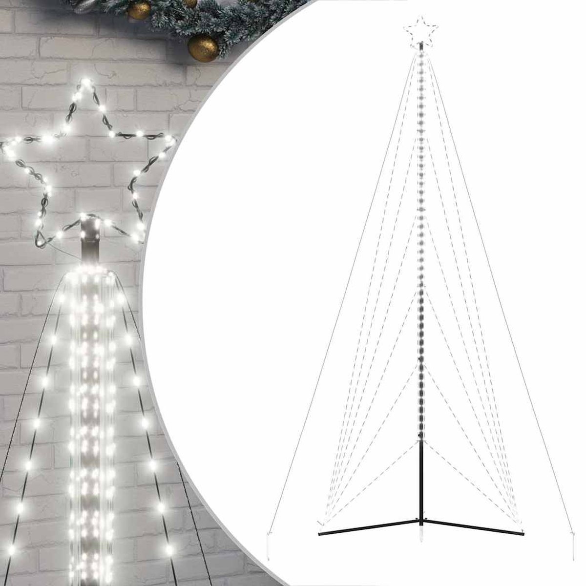 vidaXL LED-kerstboom 861 LEDs warm wit 478 cm kerstb