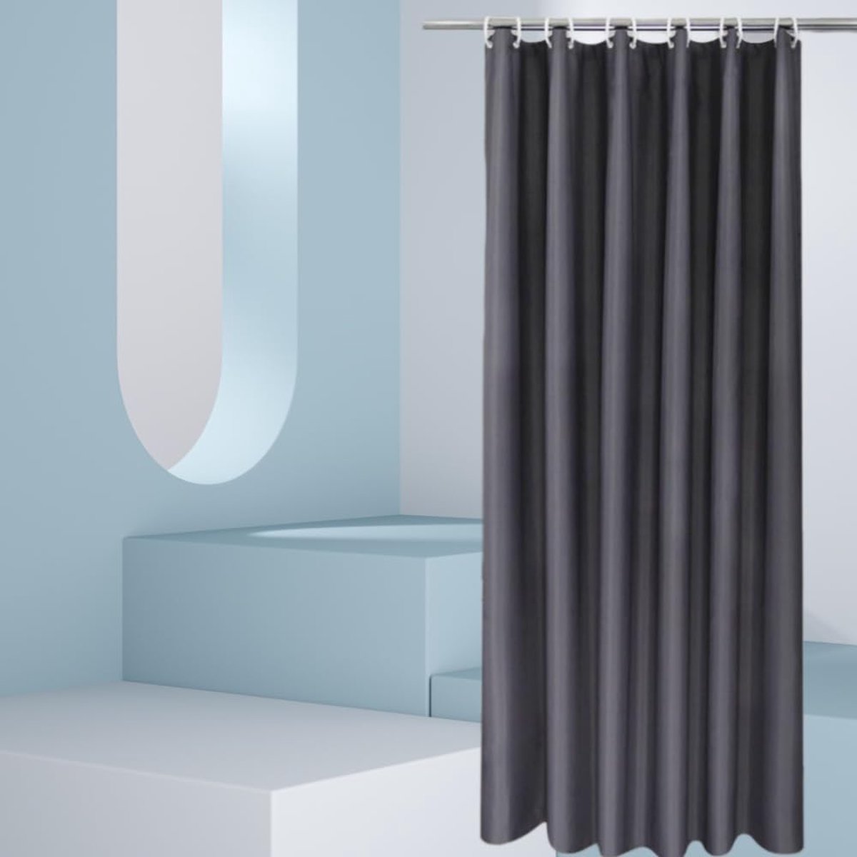 Douchegordijn voor badkamer - waterdicht en antischimmel - 1 stuk - wit - textielstof - 180 x 200 cm