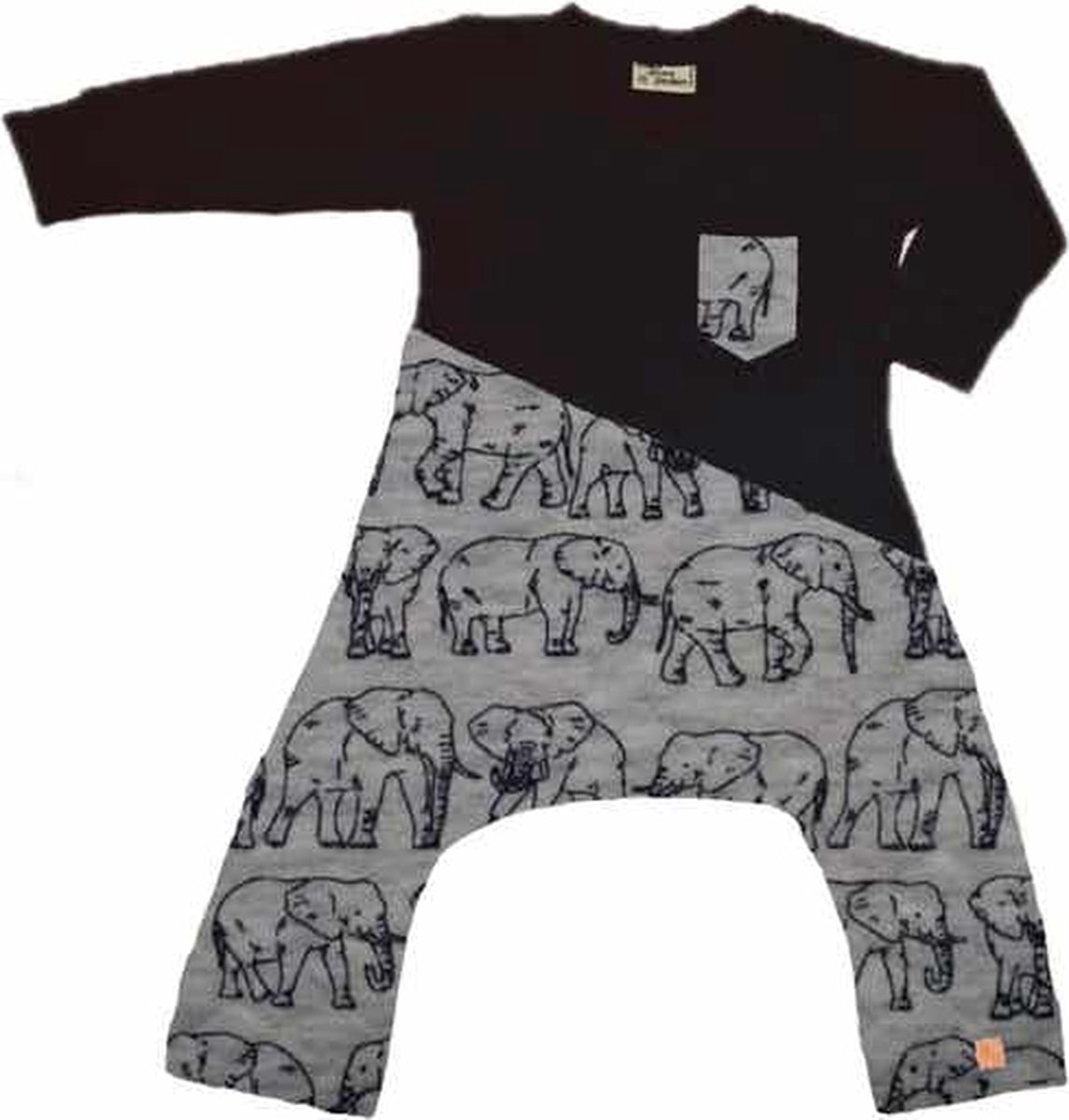 Onesie geschikt voor Pavlik, gipsbroek en Broek geschikt voor Pavlik, gipsbroek en spreidbroek Olifanten grijs