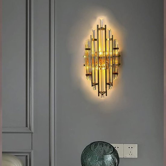 Bamyum Champion Applique d'Intérieur en Métal (Couleur Or) et Glas en 25 x 45 cm Lampe Salon Décoration Vintage pour Toutes les Chambres Applique Intérieur Décoration murale Moderne