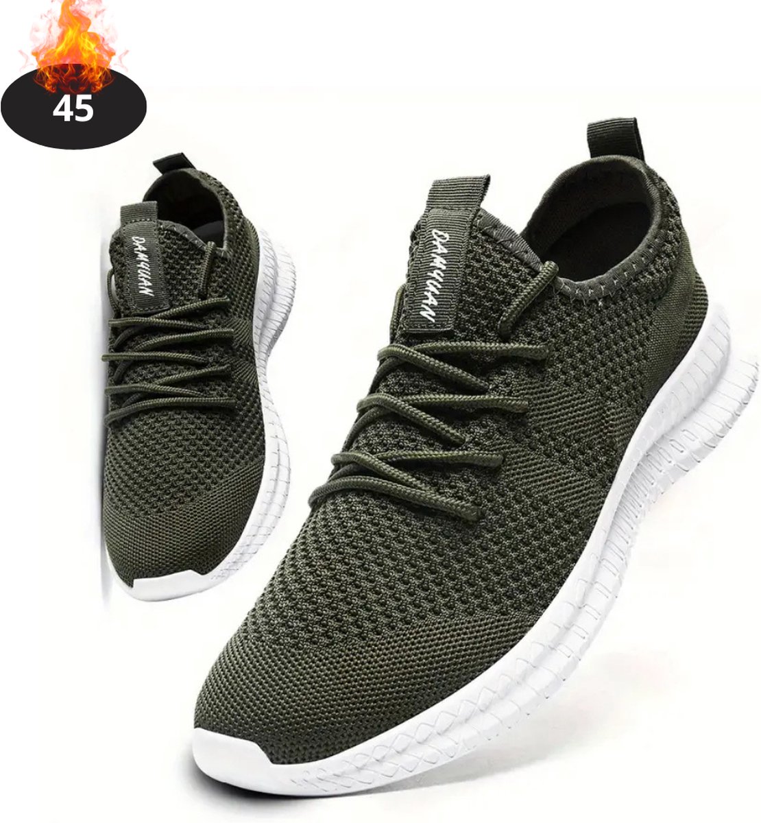 Livano Schoenen Heren Sneakers Comfortabel Sportief Casual Volwassen Legergroen
