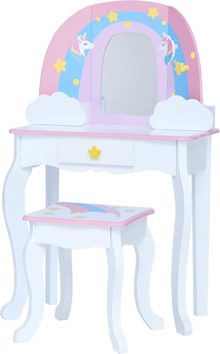 ApexArte® Kaptafel Kind - Make up Tafel voor Meisjes - Schminktafel - Wit