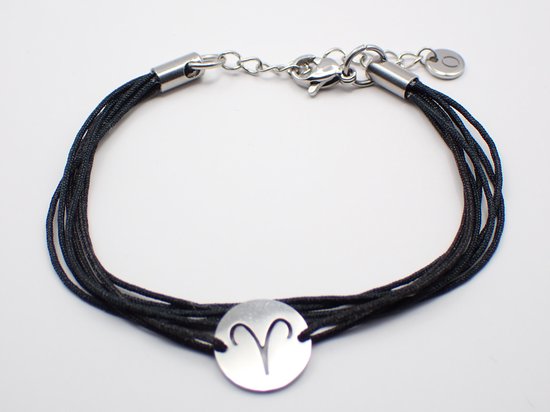 Colure® armband sterrenbeeld Ram zwart koord
