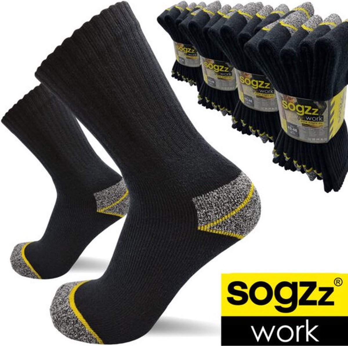Sogzz - work - werksokken - sokken - 10-pack - grijs melange - maat 39/42