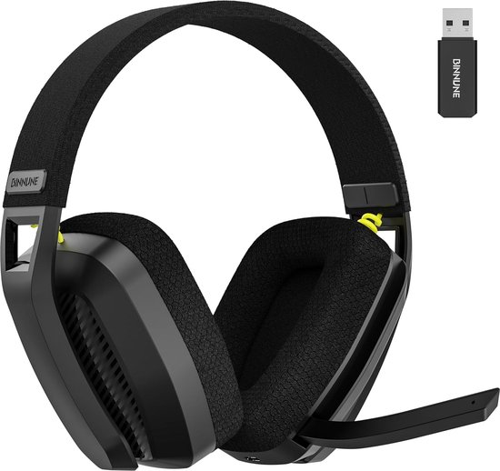 BINNUNE BW06 - 2.4GHz Draadloze Gaming Headset - Bluetooth koptelefoon - Met microfoon - Geschikt voor PC/PS4/PS5 - Zwart