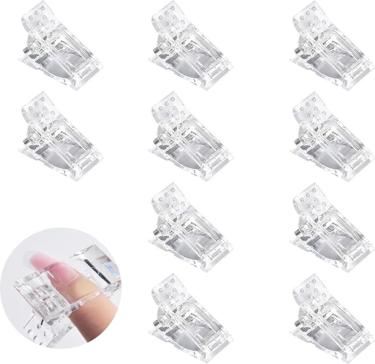 Goedkoopste 10 stuks transparante clips voor nagels - polygel tangen - wederopbouw tips - snel opbouwen van nagels - acrylgel - transparant .