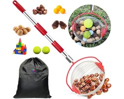 Notenraper – Walnootraper - Notenverzamelaar - Walnoten Raper – Verstelbare Lengte – Rood – Inclusief opbergtas