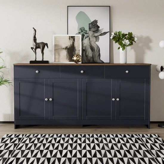 Sky Style Nazar Eiken / Rattan Dressoir met 3-Deuren bij Sky Style Nazar Eiken / Rattan Dressoir met 3-Deuren bij