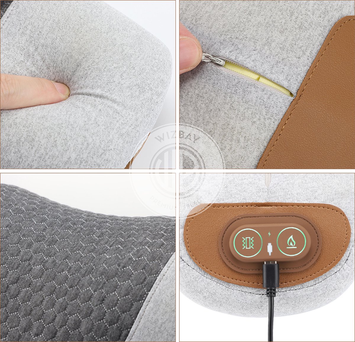 WizBay Premium Select Nek Massage Kussen met Warmtefunctie - afbeelding 3