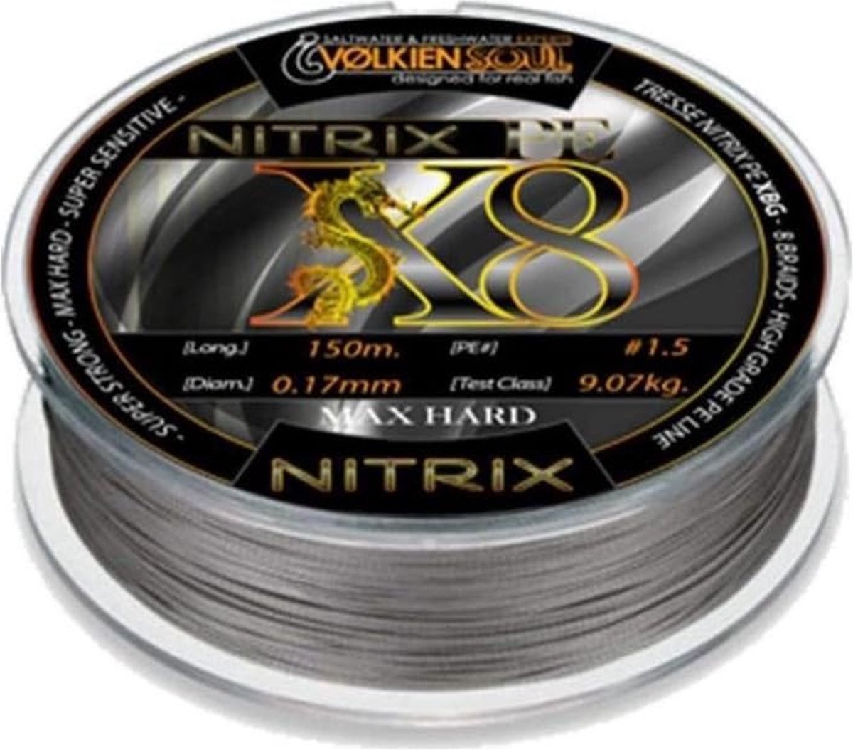 VOLKIEN Soul - BRAID WIRE PE X8 - 150M - 0.17mm - 9.07kg - 20lbs - 8 strengen