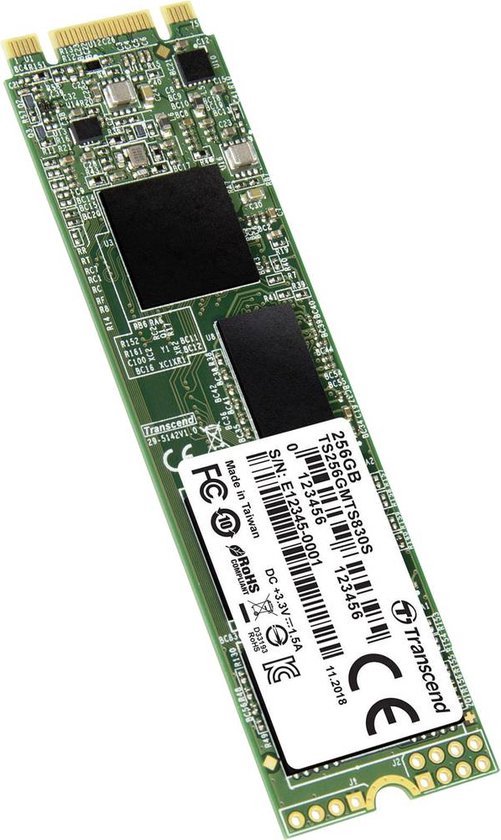 Transcend MTS830S - Solid state drive - 256 GB - intern - M.2 2280 - SATA 6Gb/s van Merkloos — afbeelding 2