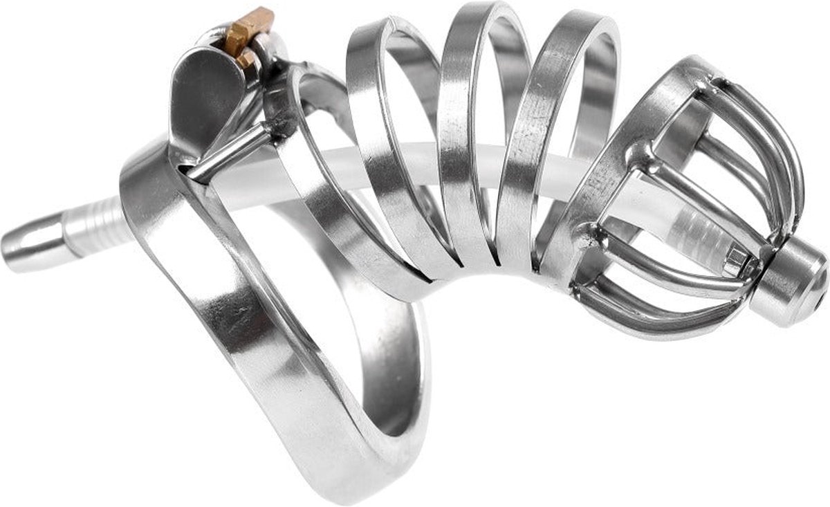 Goedkoopste Fixxx - Valor - Kuisheidskooi met Holle Penisplug - Zilver - Twee Maten 50 mm