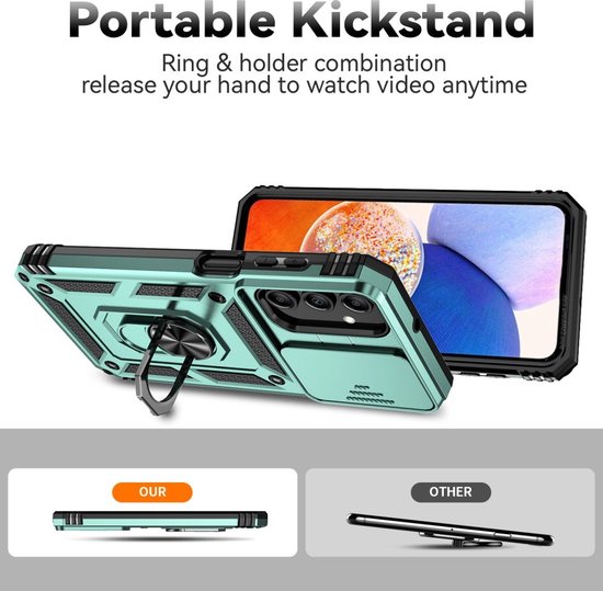 Coverup Ring Kickstand Couverture arrière avec Shield d'appareil photo adapté à la coque Samsung Galaxy A35 - Vert