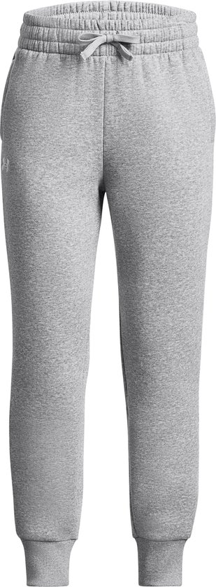 Grijze joggingbroek van Under Armour met trekkoord en logo op de zijkant.