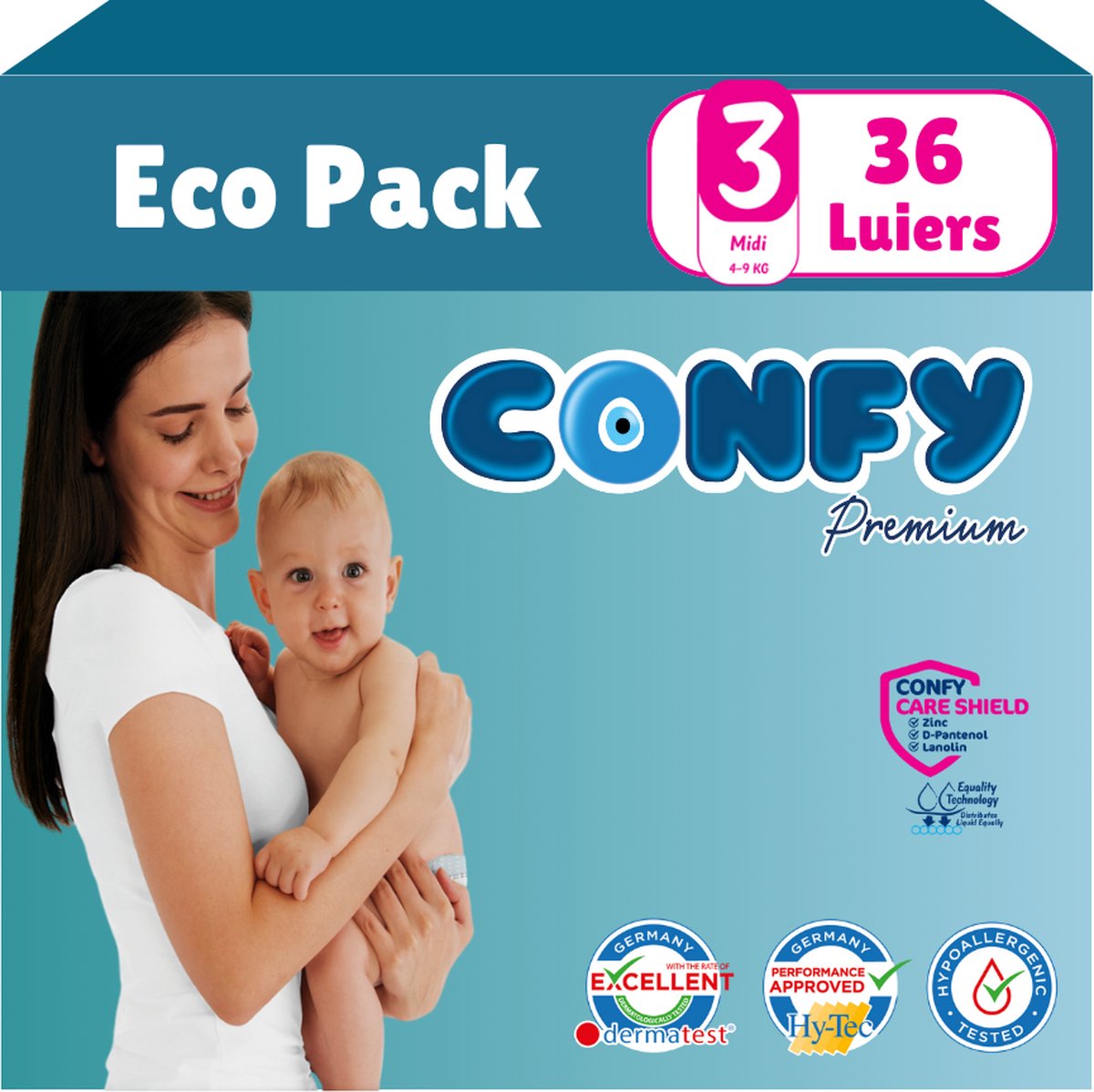 Goedkoopste Confy Premium - Maat 3 - (4kg-9kg) - 36 Luiers