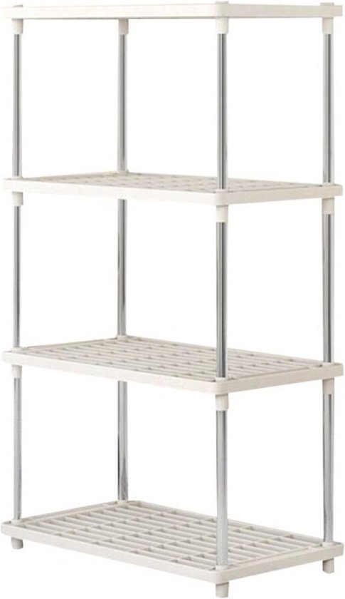 Concorde opbergrek schuur/zolder - kunststof - wit - 80 x 40 x 20 cm - met 4 planken - stellingkast voor berging