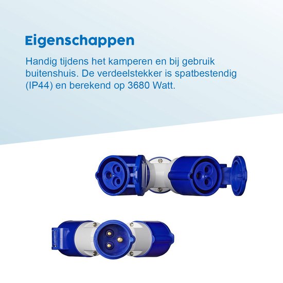 ProPlus CEE Splitter - 2-weg, 16 Ampère, 230 Volt - IP44 | bol