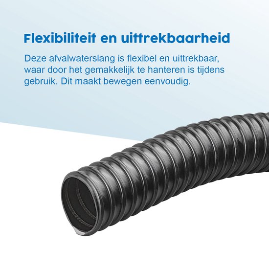 ProPlus Afvalwaterslang - 2.5 m - Afwatering - Temperatuurbestendig - Flexibel en Uittrekbaar - ø 32 mm - Voor het Geleiden van Afvalwater vanuit caravans/campers, vijvers en zwembaden - Afvoerkanaal - Zwart van ProPlus — afbeelding 4