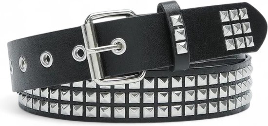 LOUD AND CLEAR® - Leren Riem - Riem Met Studs - Studs - Leer - Zwart - 115 cm