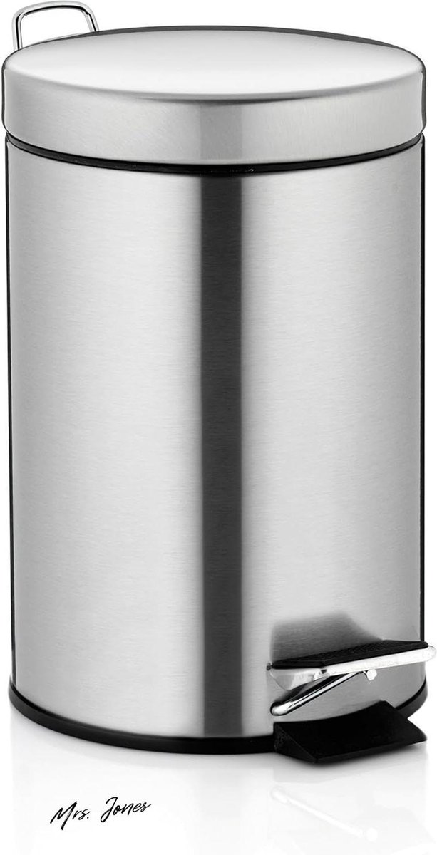 Mrs. Jones Prullenbak Silent-Close System roestvrij staal Impronta mat zilver 3L - Kela 21888 .