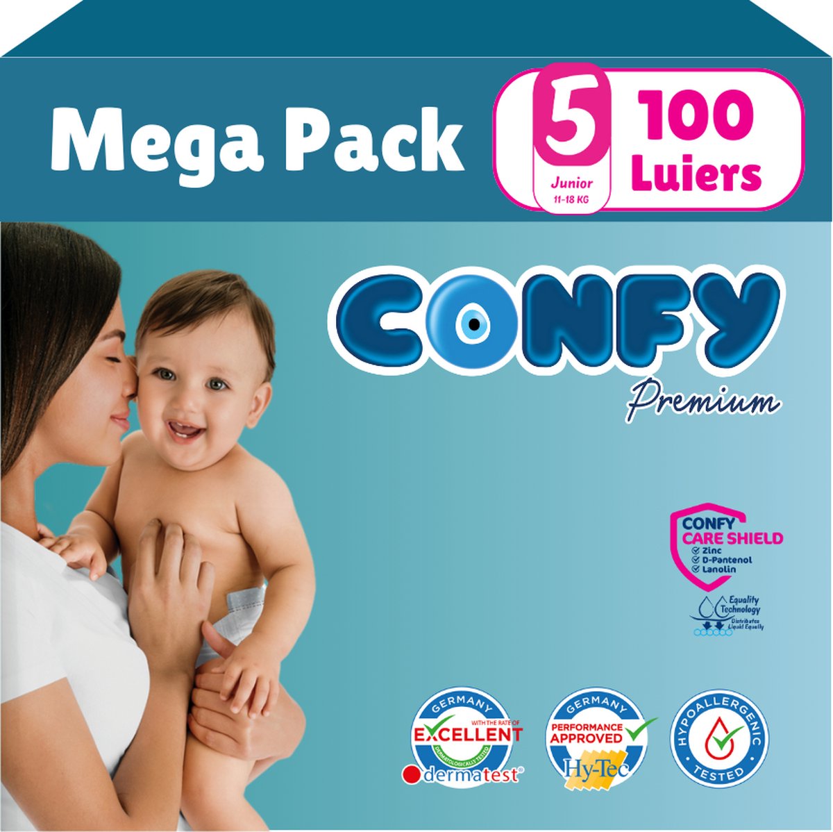 Goedkoopste Confy Premium - Maat 5 (11-18kg) - 100 luiers – Mega Pack