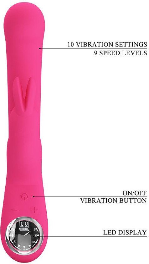 Pretty Love - Lamar - Vibromasseur Rabbit - Vibromasseur Tarzan - Avec écran LCD - Rose