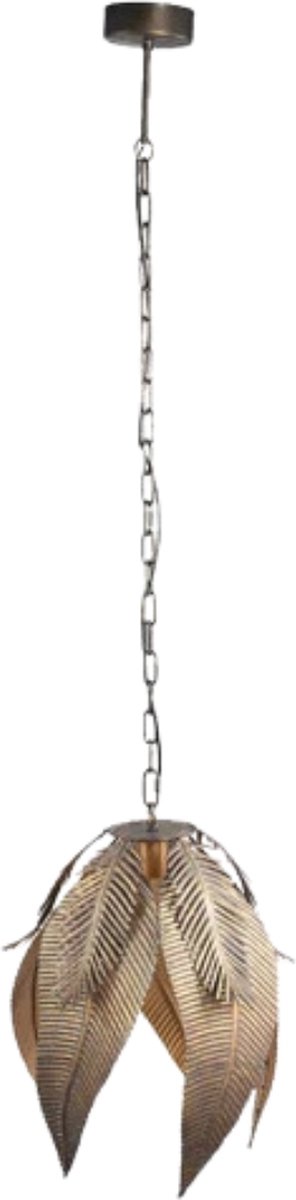 PTMD Marinth Ronde Hanglamp Veren - H145 x Ø35 cm - Metaal - Goud