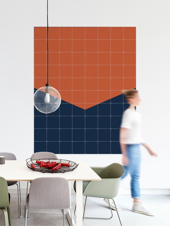 IXXI Color blocking - Orange Blue, Allon Dery - 80 x 100 cm - Support de suspension gratuit - Grande décoration murale et posters - Design graphique, Géométrique