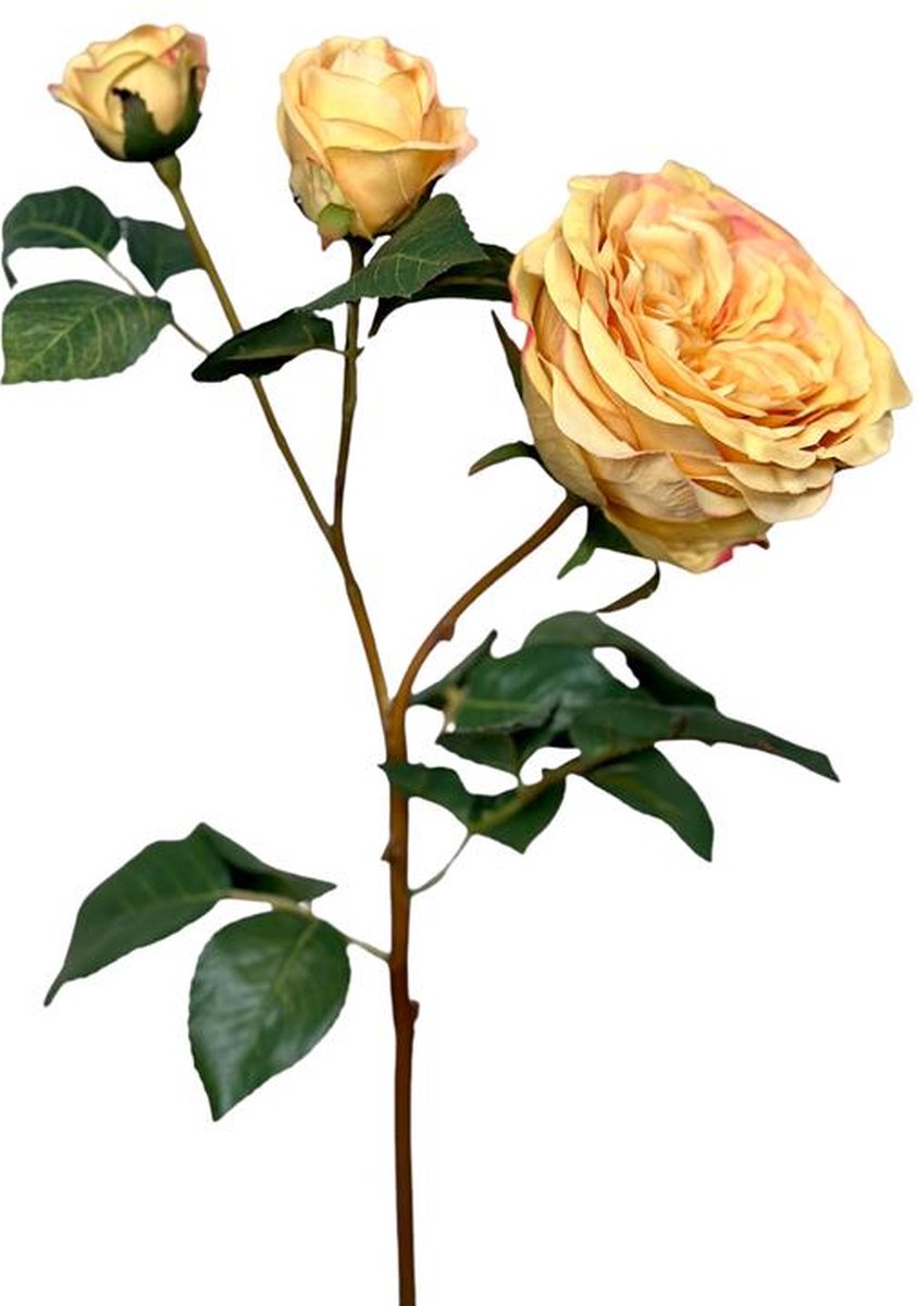 Kunstbloem Roos 55cm okergeel