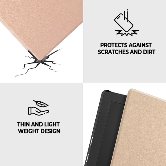 Lunso Geschikt voor Kobo Aura Edition 2 hoes (6 inch) - sleepcover - Goud van Merkloos — afbeelding 2