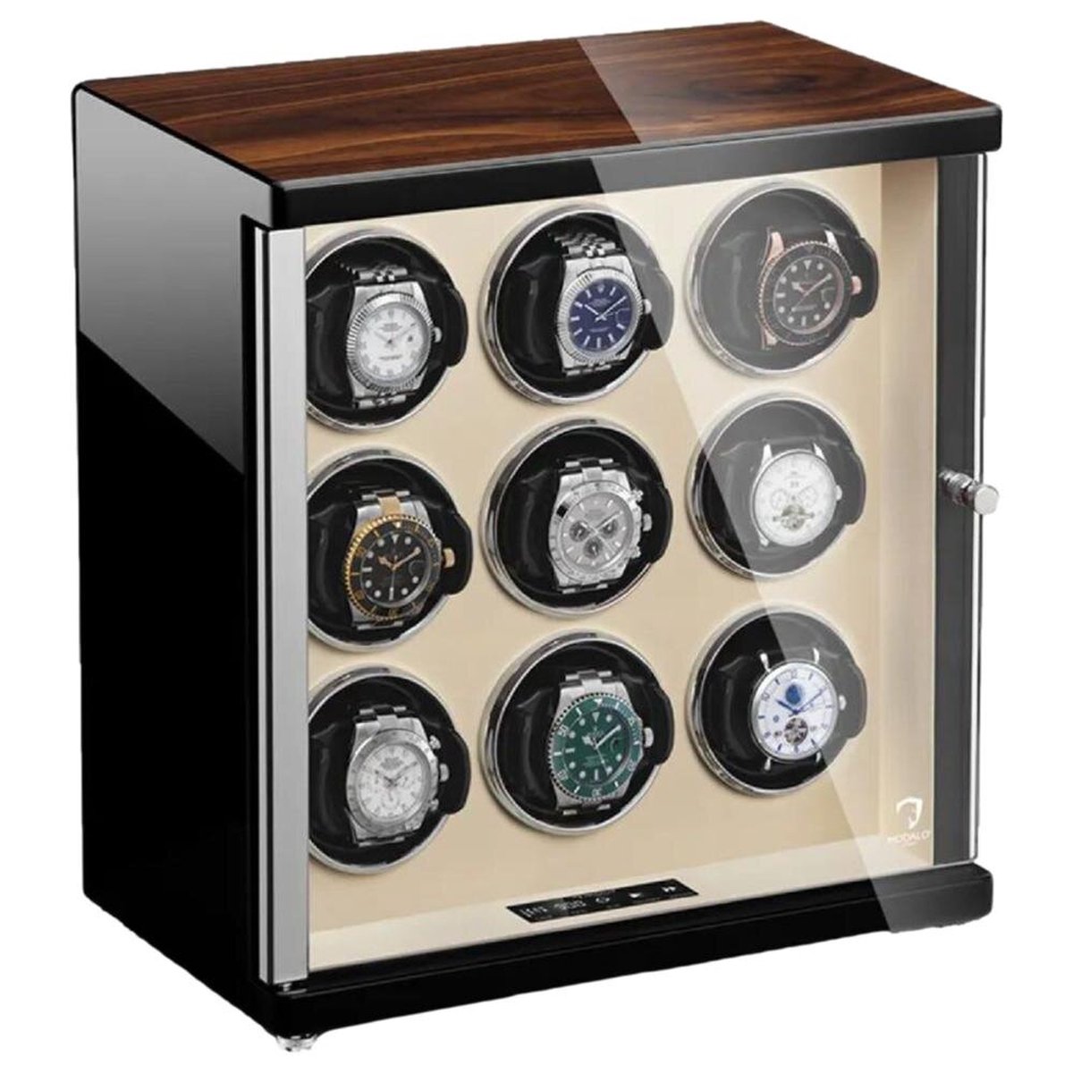 Modalo - 1509924 - Watch Winder voor 9 Horloges - zwart-beige - Ambiente