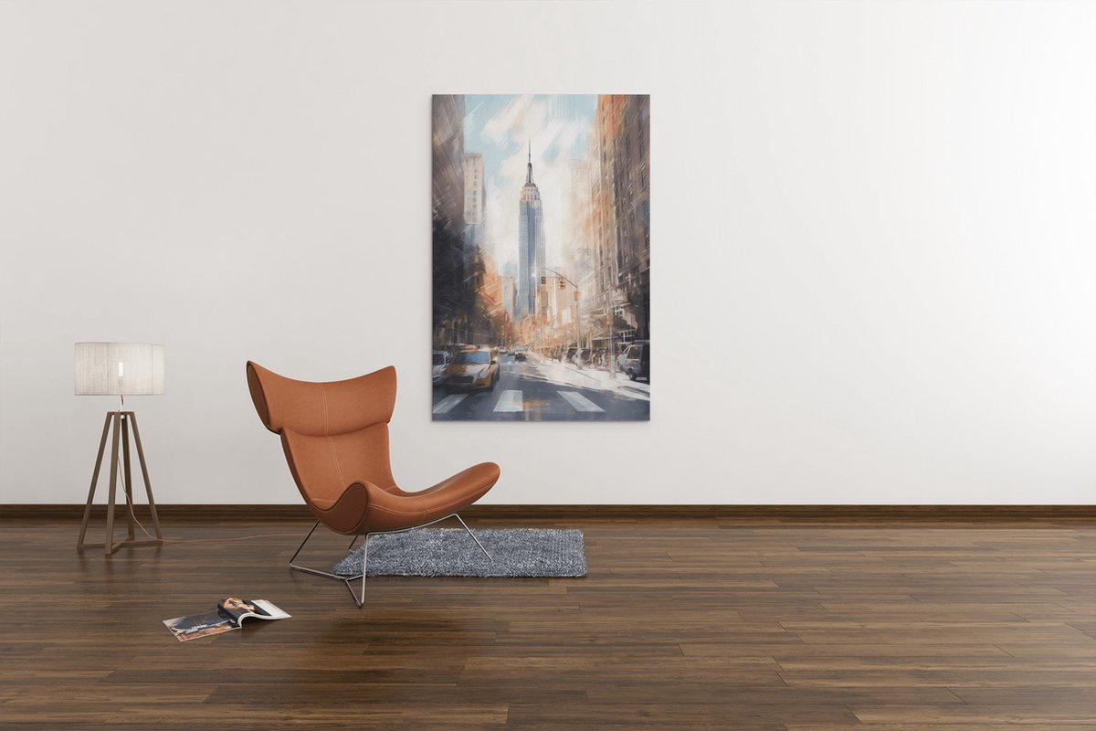 Trendex Global Canvas Schilderij - New York - Abstract - Stad - 60x40x2 cm Bruin