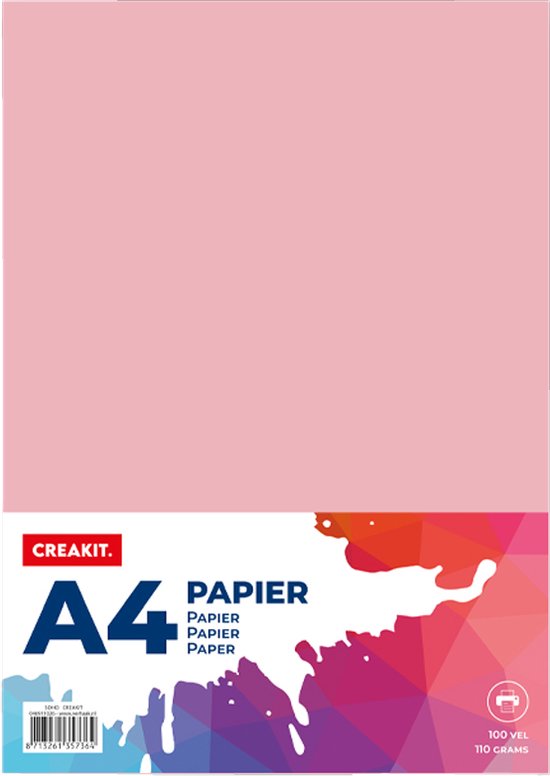 Une feuille de papier rose pâle au format A4.