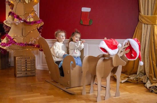 Lot de 10 traineaux du Père Noël en bois