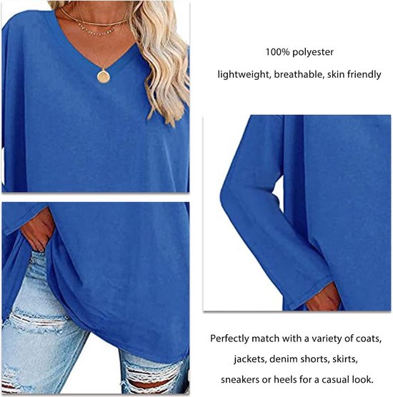 TANMESSO Oversized damestrui - vleermuismouwen lange mouwen losse V