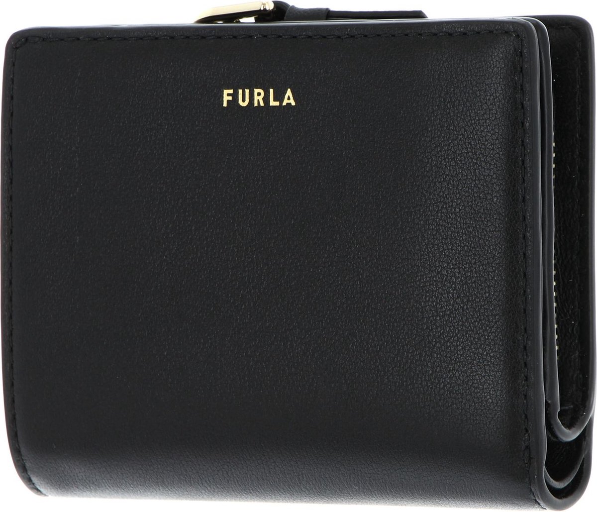 FURLA Leren Portemonnee Nuvola Compact Wallet Nero Zwart